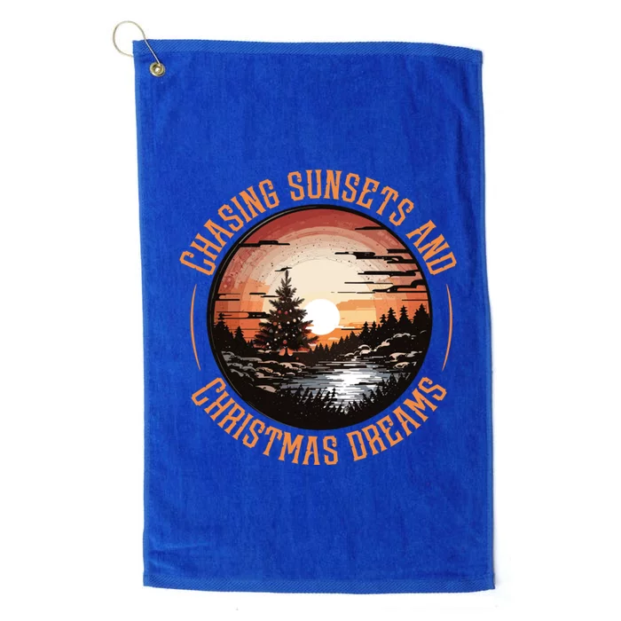 Chasing Sunsets And Christmas Dreams Platinum Collection Golf Towel