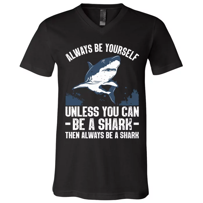 Cool Shark Art For Megalodon Sharks Biology Ocean V-Neck T-Shirt