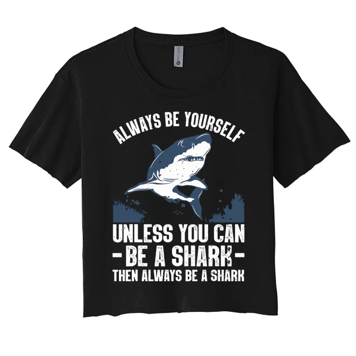 Cool Shark Art For Megalodon Sharks Biology Ocean Women's Crop Top Tee