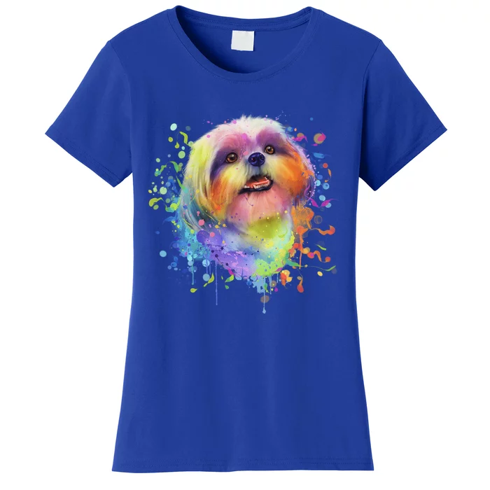 Colorful Splash Art Shih Tzu Portrait Shitzu Puppy Owner Gift Women's T-Shirt