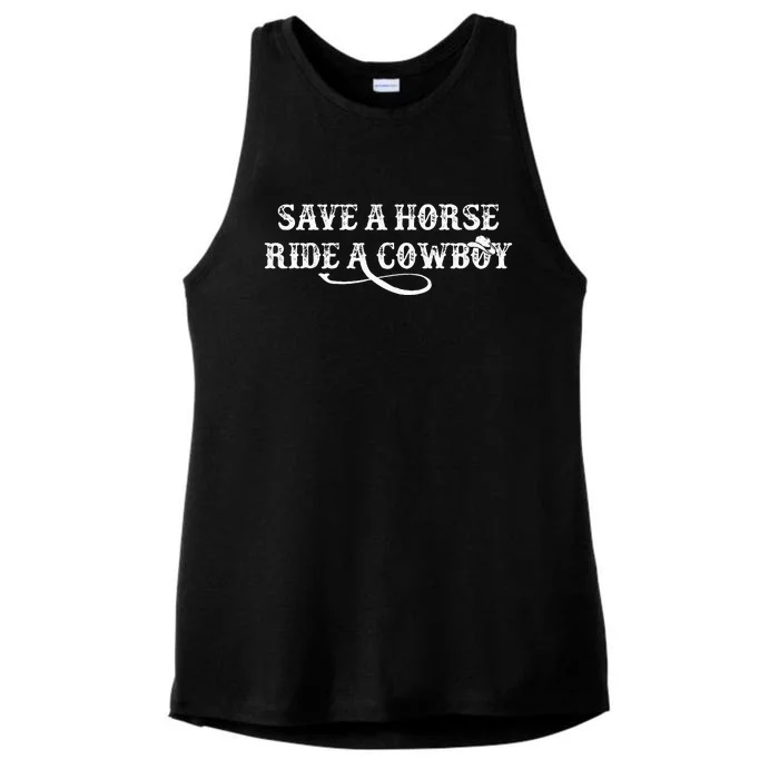 Cowgirl Save A Horse Ride A Cowboy Rodeo Western Country Ladies Tri-Blend Wicking Tank