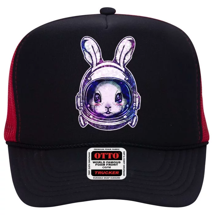 Cute Space Astronaut Bunny Rabbit High Crown Mesh Trucker Hat