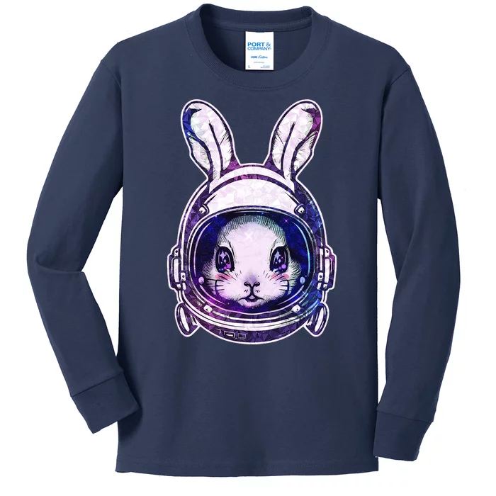 Cute Space Astronaut Bunny Rabbit Kids Long Sleeve Shirt