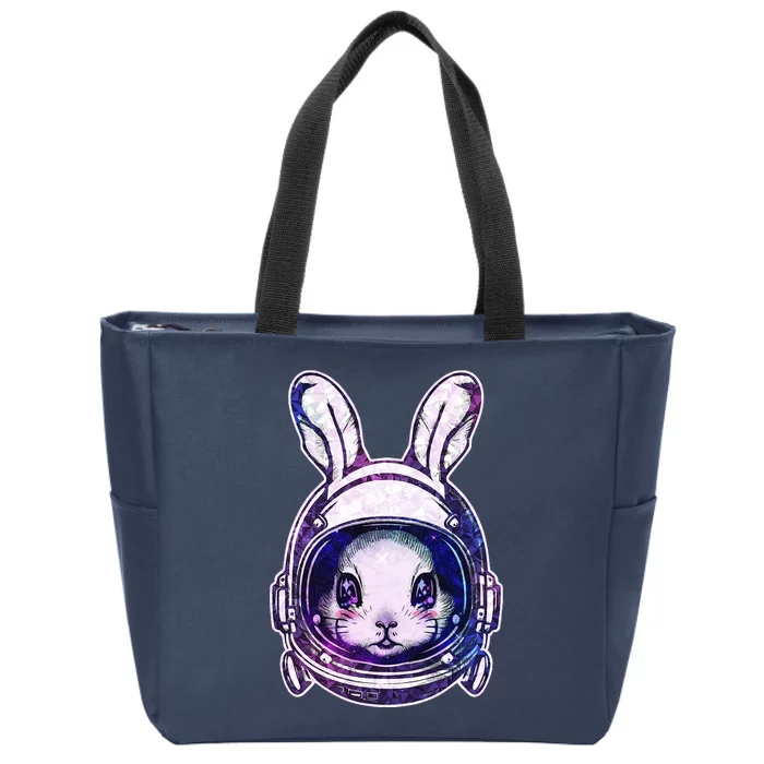 Cute Space Astronaut Bunny Rabbit Zip Tote Bag