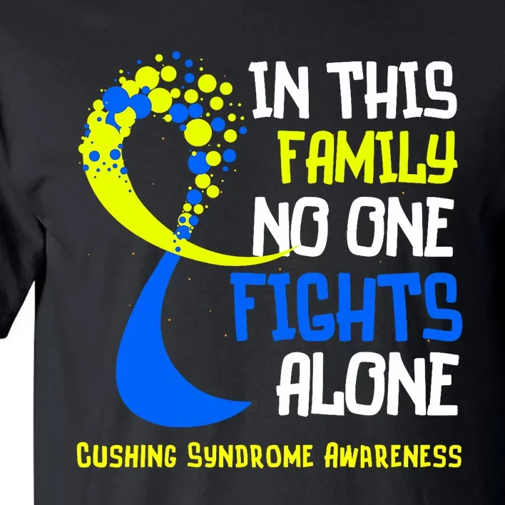 Cushing Syndrome Awareness Blue Yellow Ribbon Family Fighter Tall T-Shirt