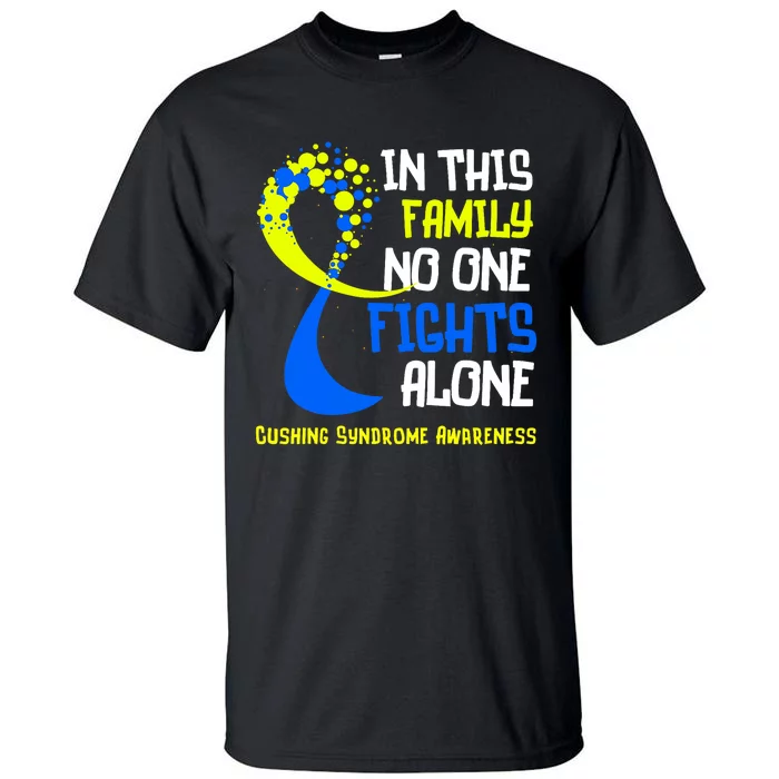 Cushing Syndrome Awareness Blue Yellow Ribbon Family Fighter Tall T-Shirt