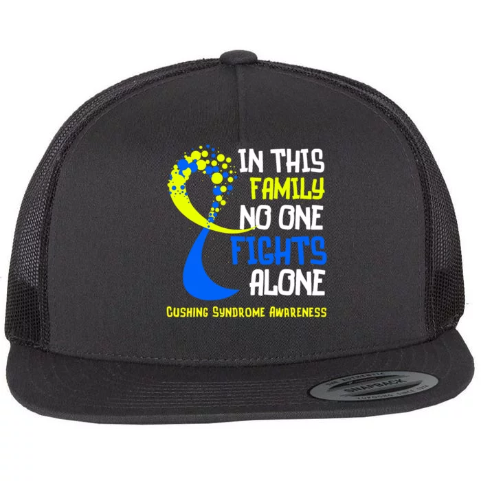 Cushing Syndrome Awareness Blue Yellow Ribbon Family Fighter Flat Bill Trucker Hat