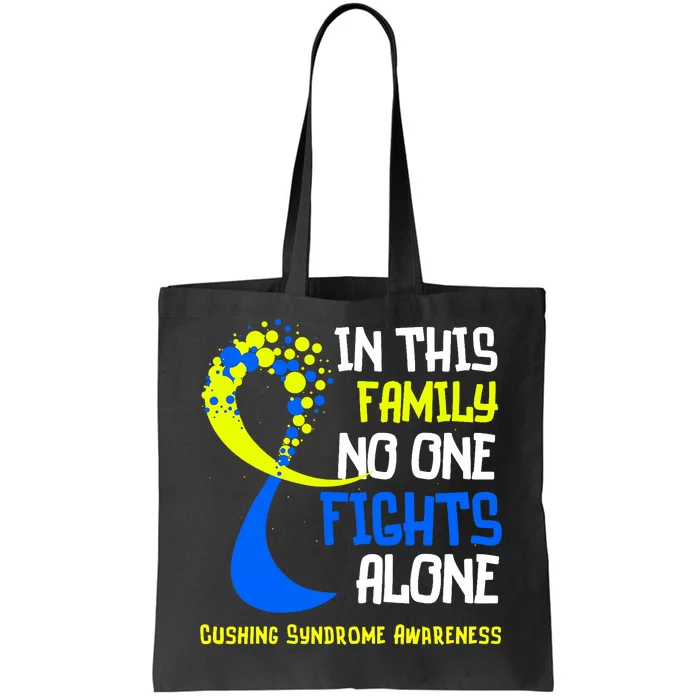 Cushing Syndrome Awareness Blue Yellow Ribbon Family Fighter Tote Bag