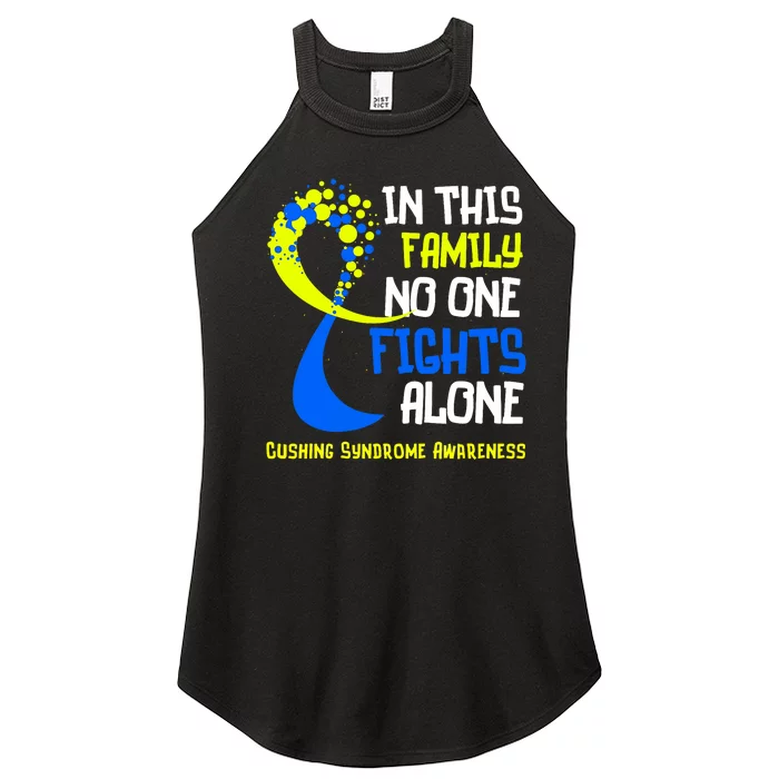 Cushing Syndrome Awareness Blue Yellow Ribbon Family Fighter Women’s Perfect Tri Rocker Tank