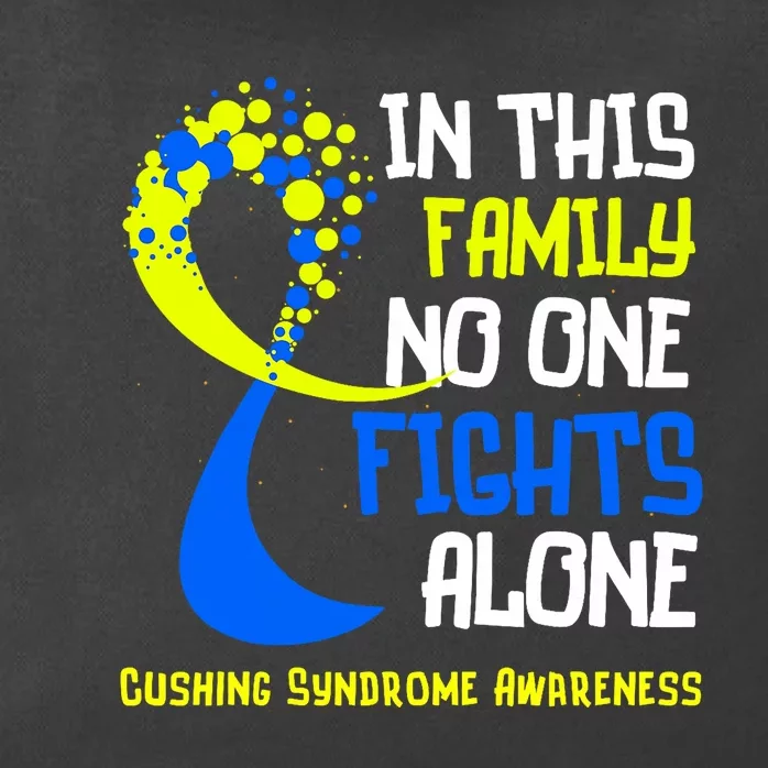 Cushing Syndrome Awareness Blue Yellow Ribbon Family Fighter Zip Tote Bag