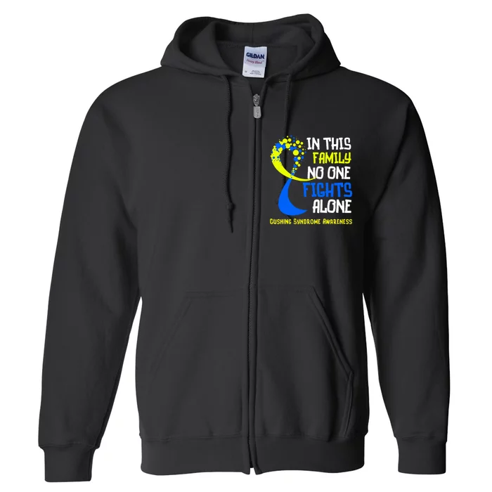 Cushing Syndrome Awareness Blue Yellow Ribbon Family Fighter Full Zip Hoodie