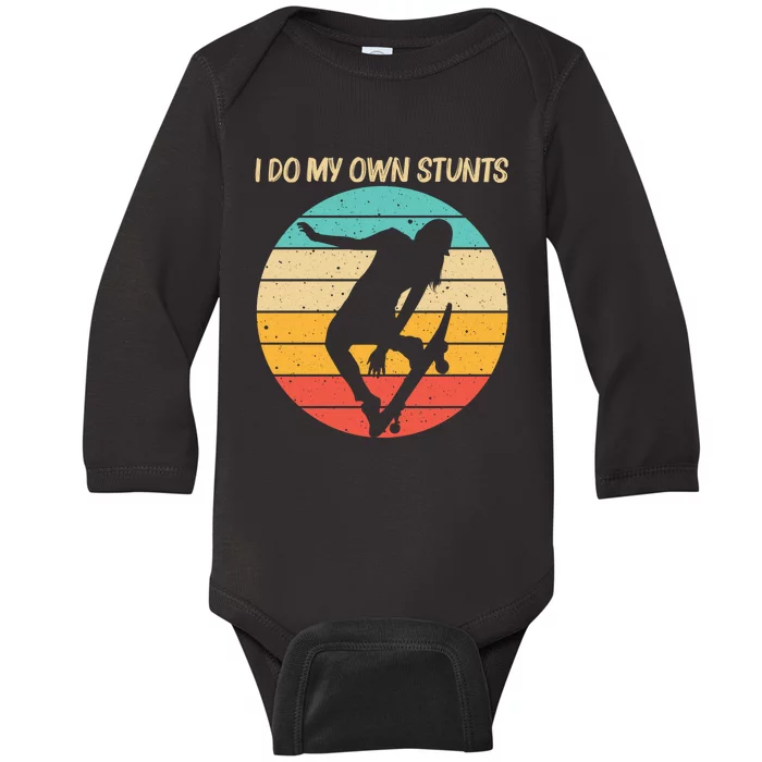 Cute Skateboarding Art For Skateboard Skateboarder Baby Long Sleeve Bodysuit