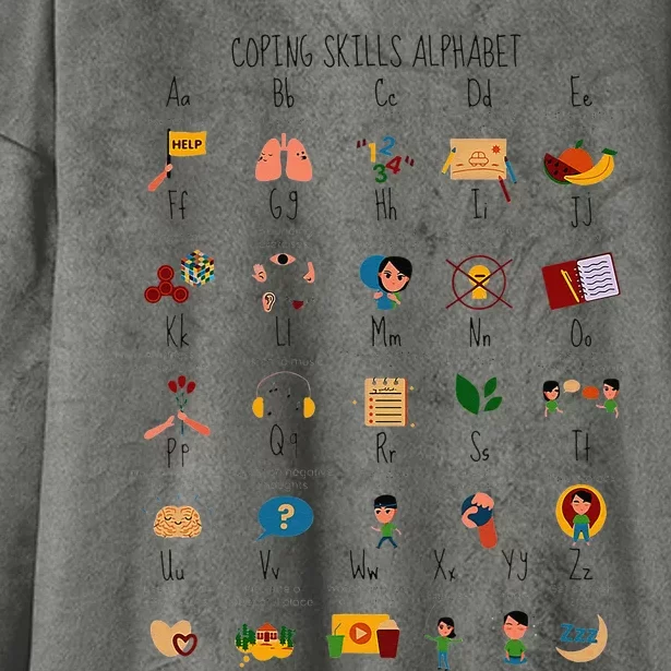 Coping Skills Alphabet Mental Health Awareness Counselor Hooded Wearable Blanket