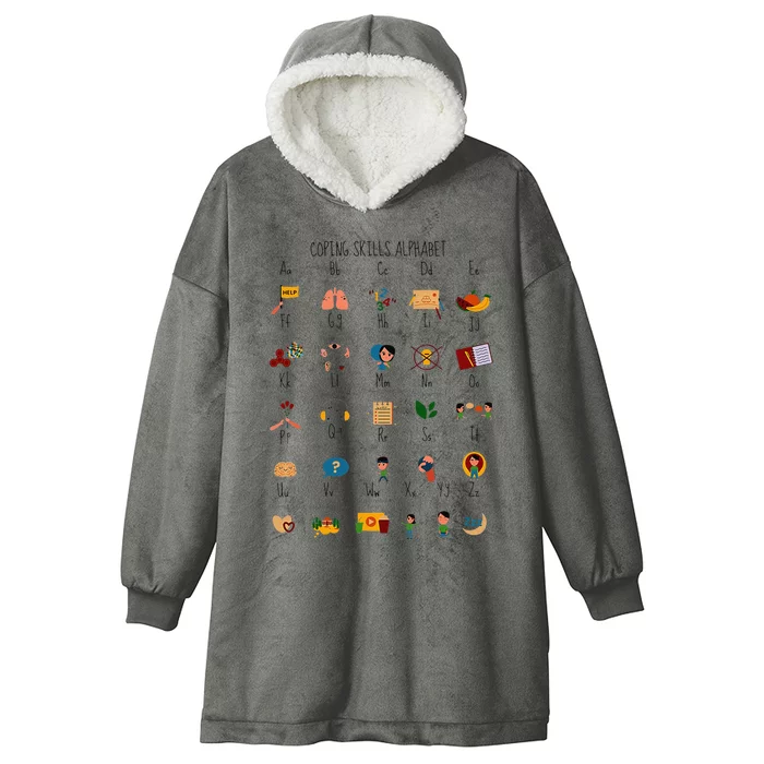 Coping Skills Alphabet Mental Health Awareness Counselor Hooded Wearable Blanket