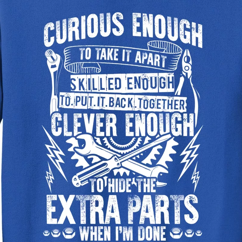 Curious Skilled And Clever Gift Funny Car Auto Truck Mechanic Meaningful Gift Tall Sweatshirt