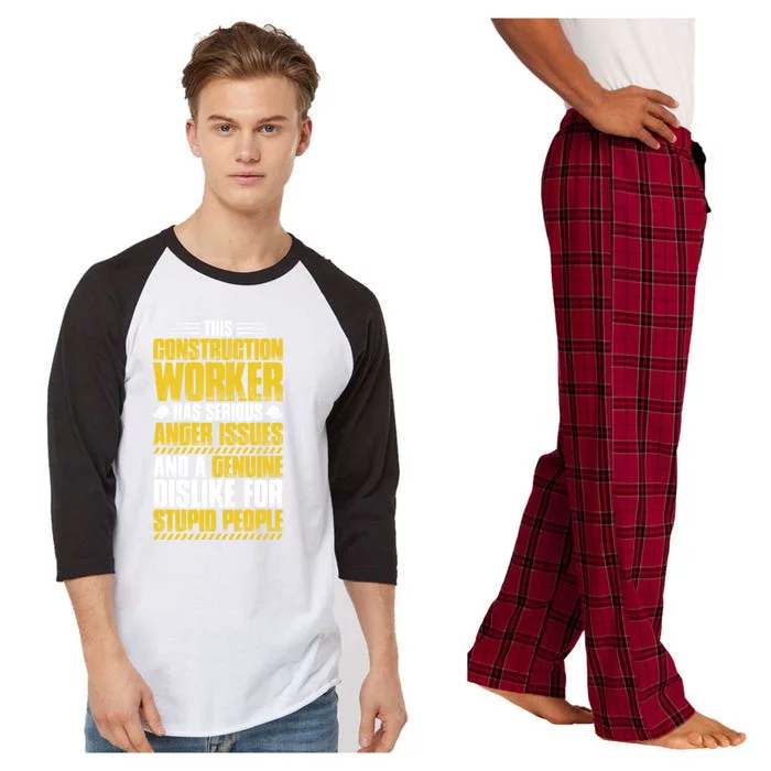 Construction Site Anger Issues Construction Worker Gift Raglan Sleeve Pajama Set