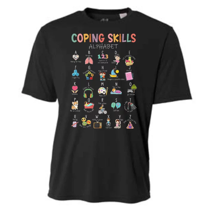 Coping Skills Alphabet School Counselor Psychologist Social Cooling Performance Crew T-Shirt