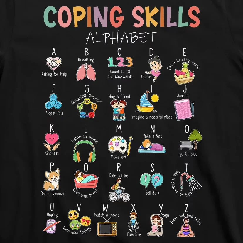 Coping Skills Alphabet School Counselor Psychologist Social T-Shirt