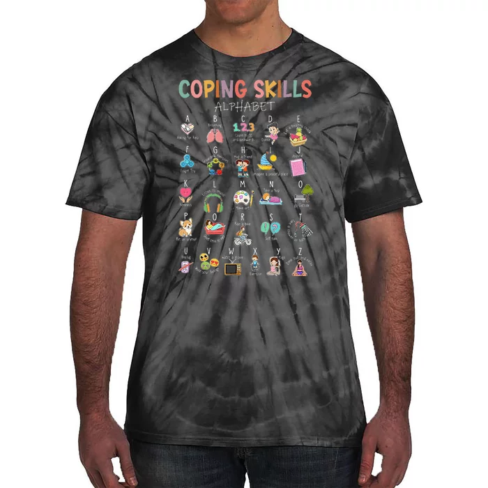 Coping Skills Alphabet School Counselor Psychologist Social Tie-Dye T-Shirt