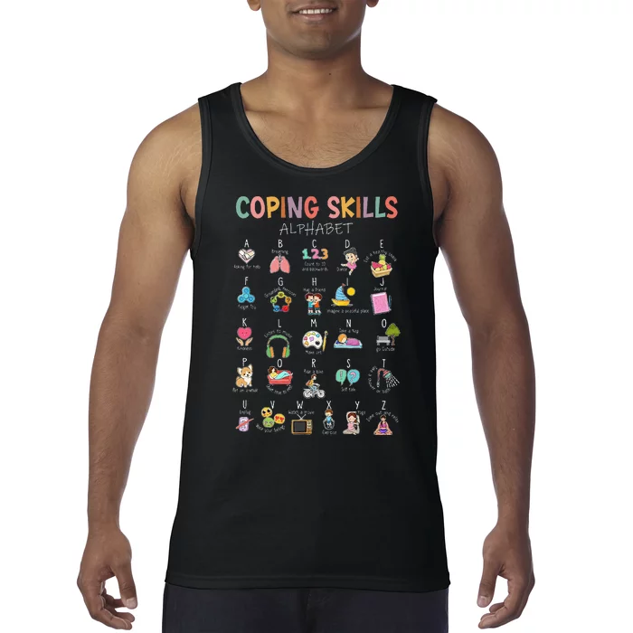 Coping Skills Alphabet School Counselor Psychologist Social Tank Top