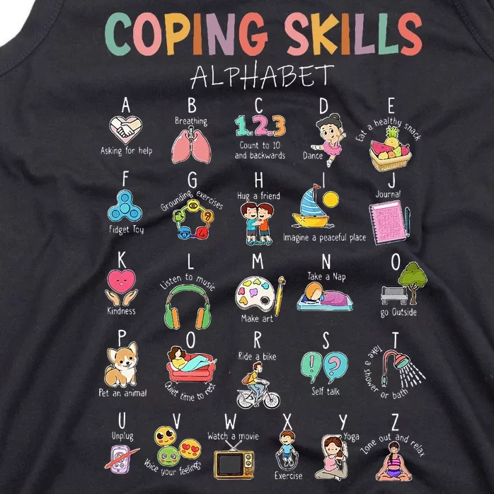 Coping Skills Alphabet School Counselor Psychologist Social Tank Top