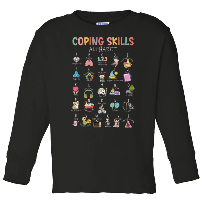 Coping Skills Alphabet School Counselor Psychologist Social Toddler Long Sleeve Shirt