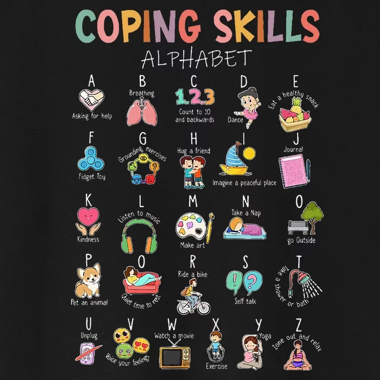 Coping Skills Alphabet School Counselor Psychologist Social Women's Crop Top Tee