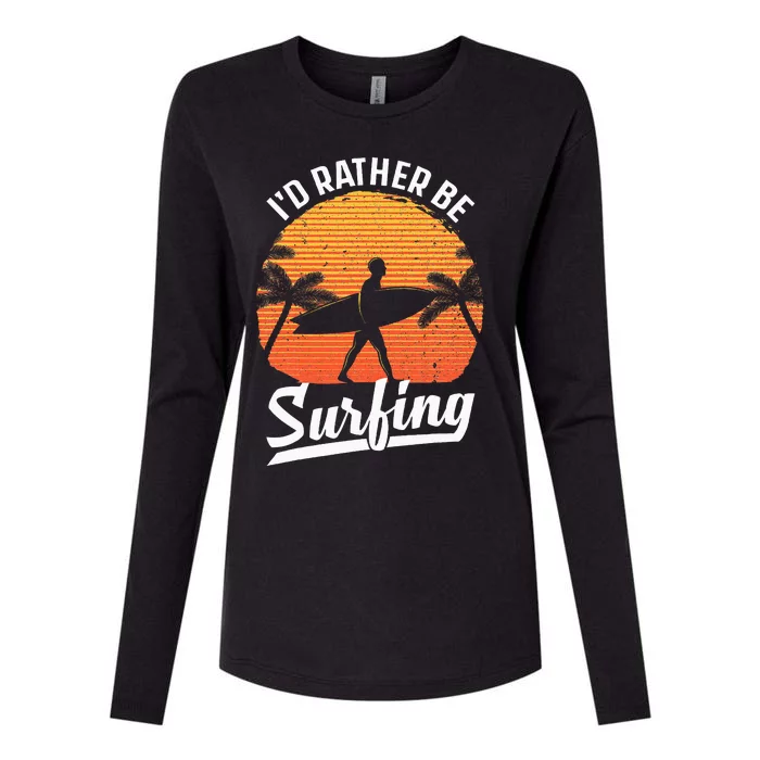 Cool Surf Art For Women Surfing Retro Surfer Sunset Womens Cotton Relaxed Long Sleeve T-Shirt