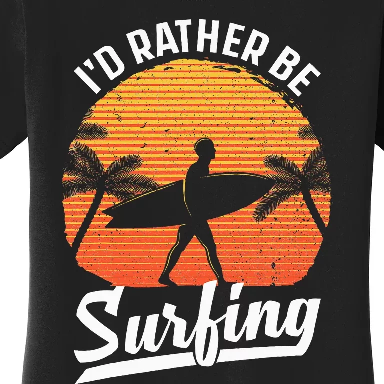 Cool Surf Art For Women Surfing Retro Surfer Sunset Women's T-Shirt