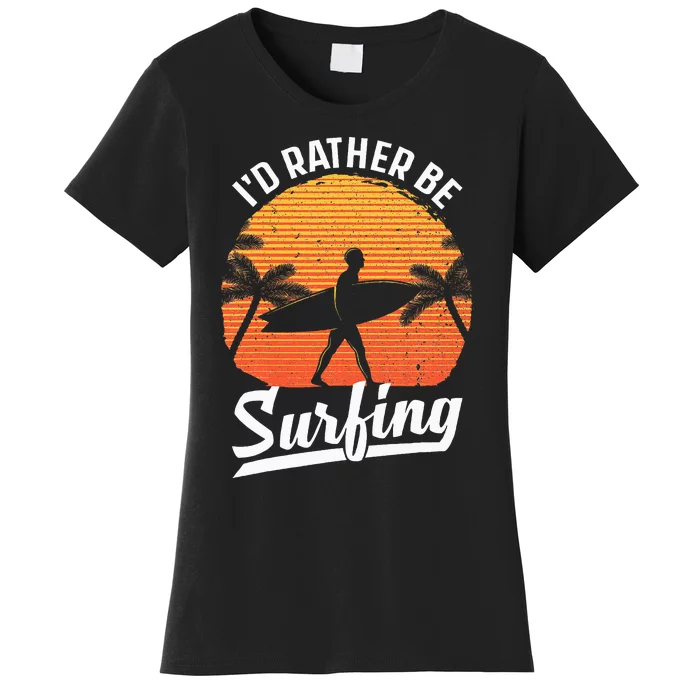 Cool Surf Art For Women Surfing Retro Surfer Sunset Women's T-Shirt