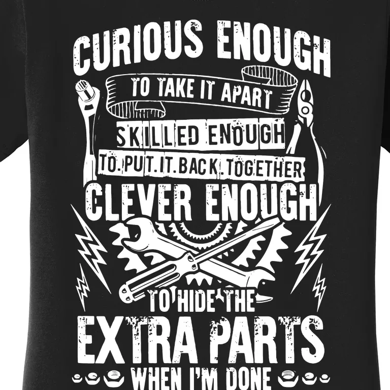 Curious, Skilled And Clever Funny Car Auto Truck Mechanic Women's T-Shirt