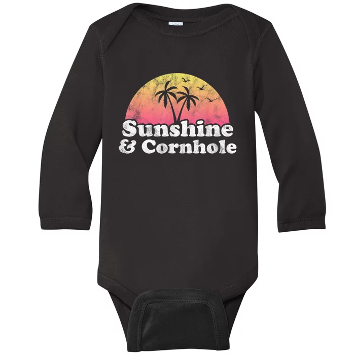 Cornhole Sunshine And Cornhole Baby Long Sleeve Bodysuit