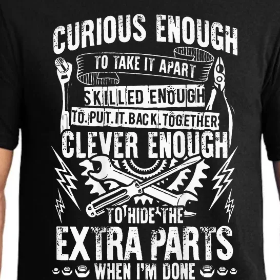 Curious Skilled And Clever Funny Car Auto Truck Mechanic Pajama Set