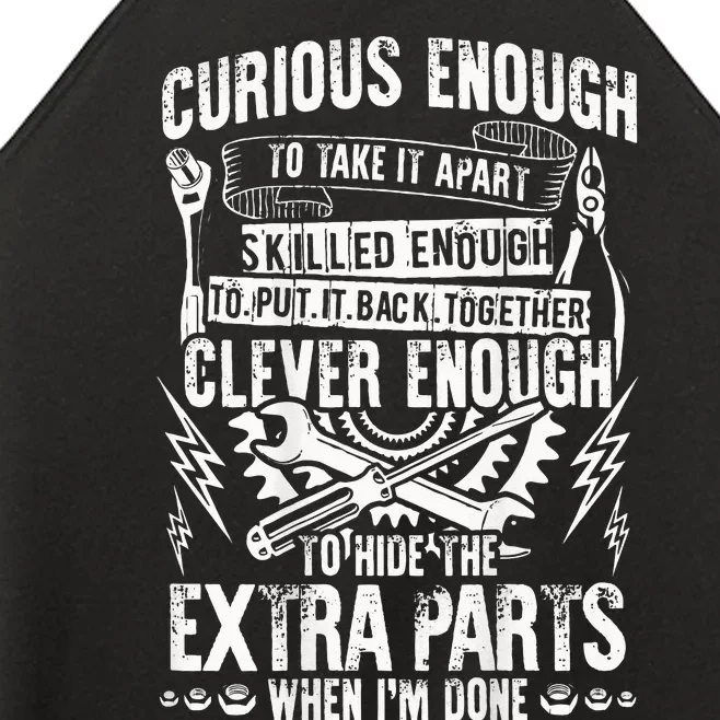 Curious Skilled And Clever Funny Car Auto Truck Mechanic Women’s Perfect Tri Rocker Tank