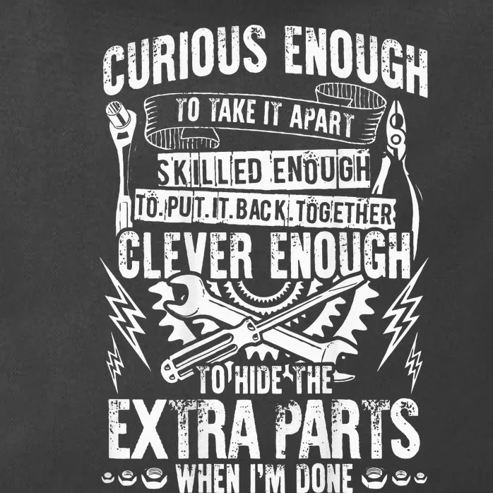 Curious Skilled And Clever Funny Car Auto Truck Mechanic Zip Tote Bag