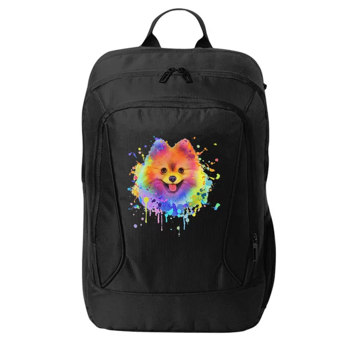 Colorful Splash Art Pomeranian Portrait Pom Puppy Owner City Backpack