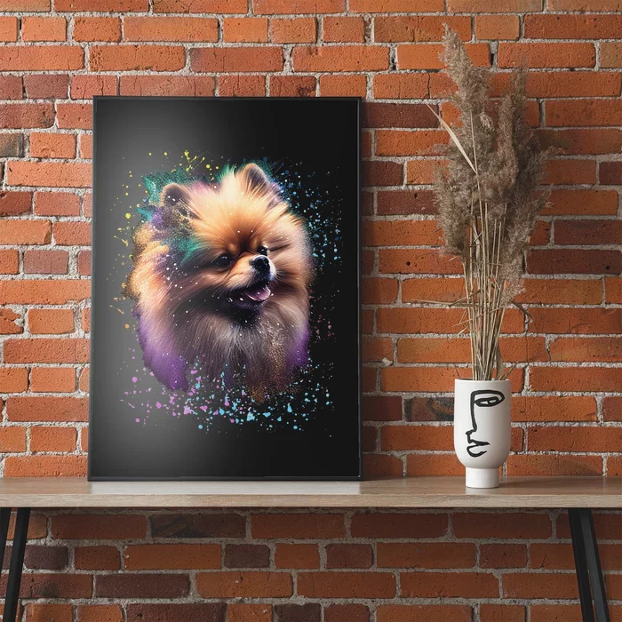 Colorful Splash Art Pomeranian Portrait Puppy Pom Owner Poster