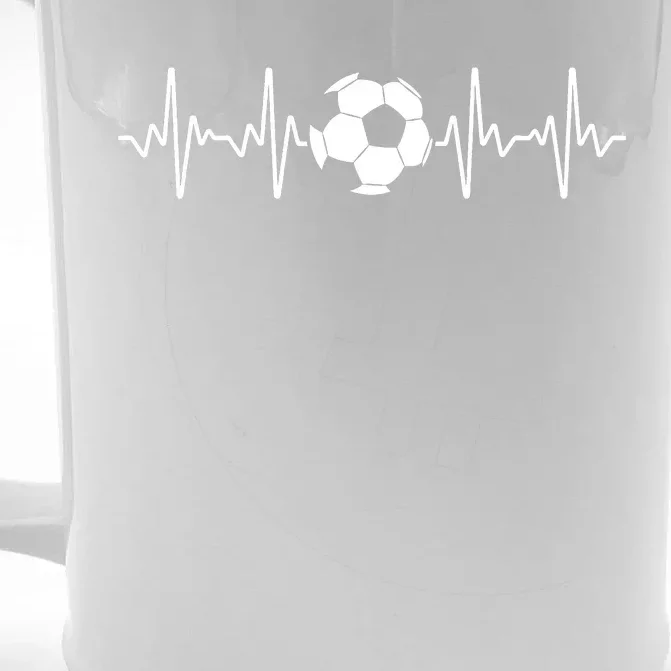 Cool Soccer Art SoccerL Over Goalie Football Heartbeat Front & Back Beer Stein