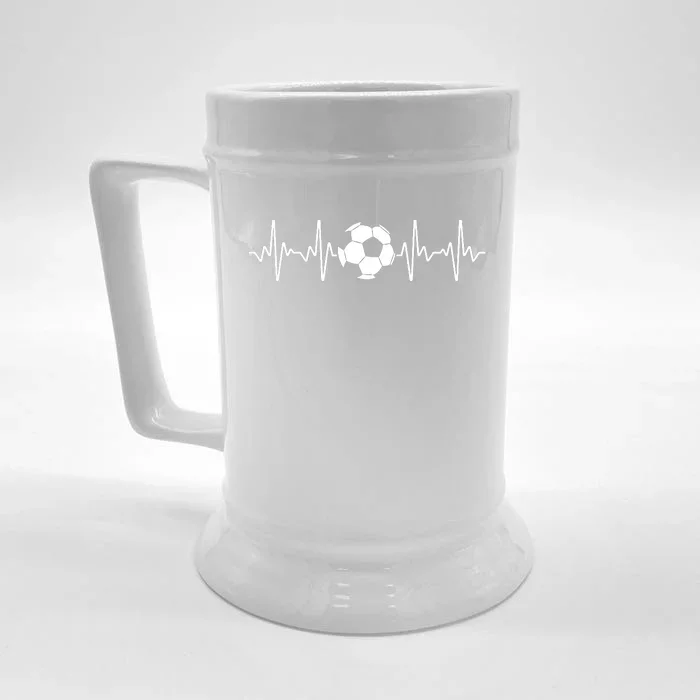 Cool Soccer Art SoccerL Over Goalie Football Heartbeat Front & Back Beer Stein