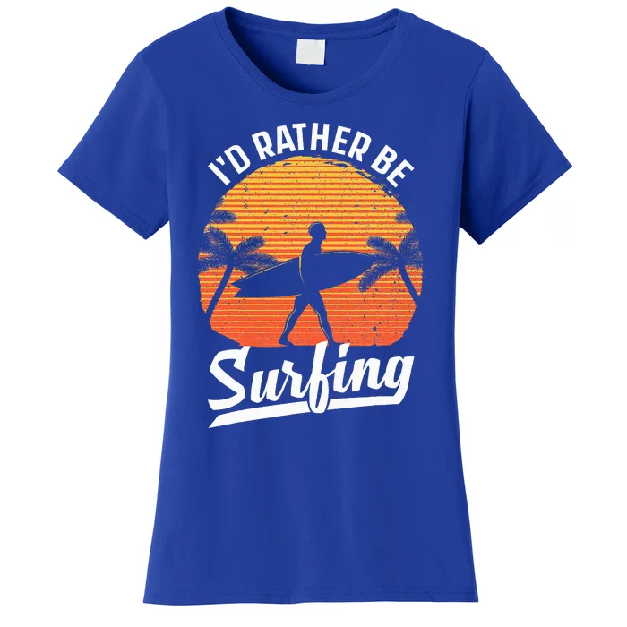 Cool Surf Art For Surfing Retro Surfer Sunset Women's T-Shirt