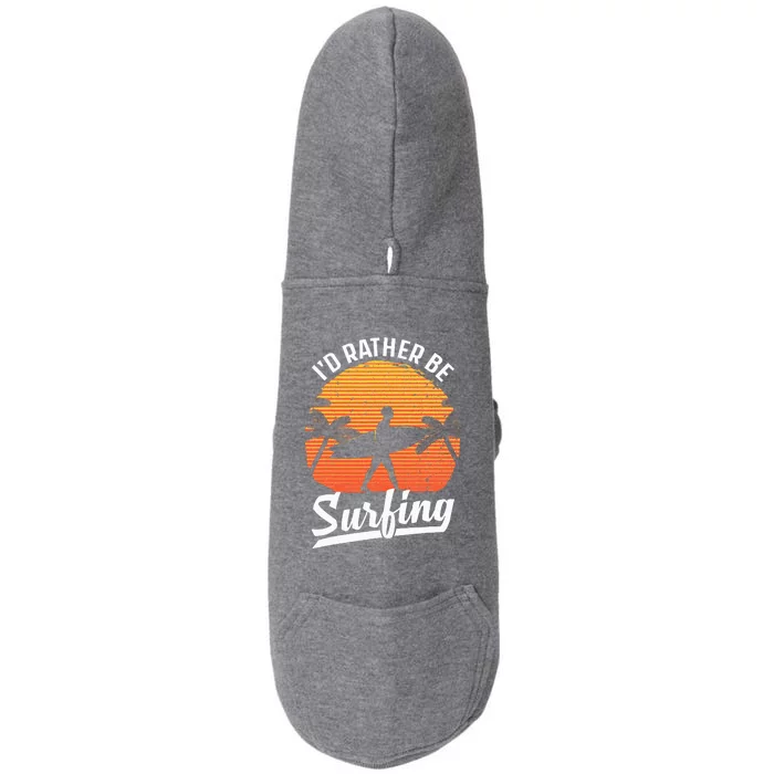 Cool Surf Art For Surfing Retro Surfer Sunset Doggie 3-End Fleece Hoodie