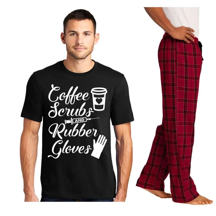 Coffee Scrubs And Rubber Gloves Funny Nurse Cute Gift Pajama Set