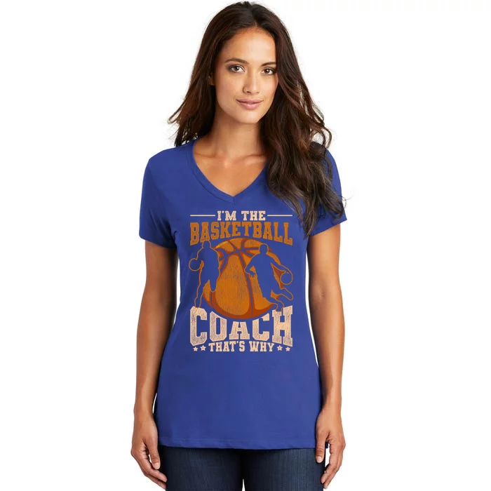 Coaching Sports Athletic Basketball Coach Training Coach Funny Gift Women's V-Neck T-Shirt