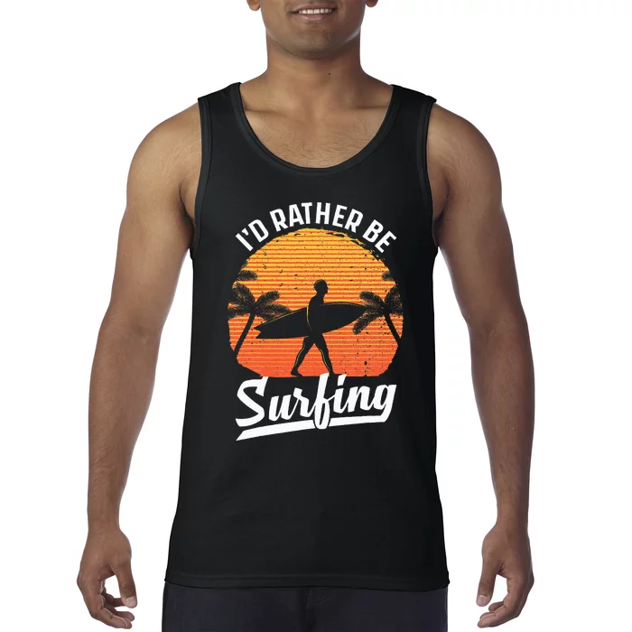 Cool Surf Art For Surfing Retro Surfer Sunset Tank Top