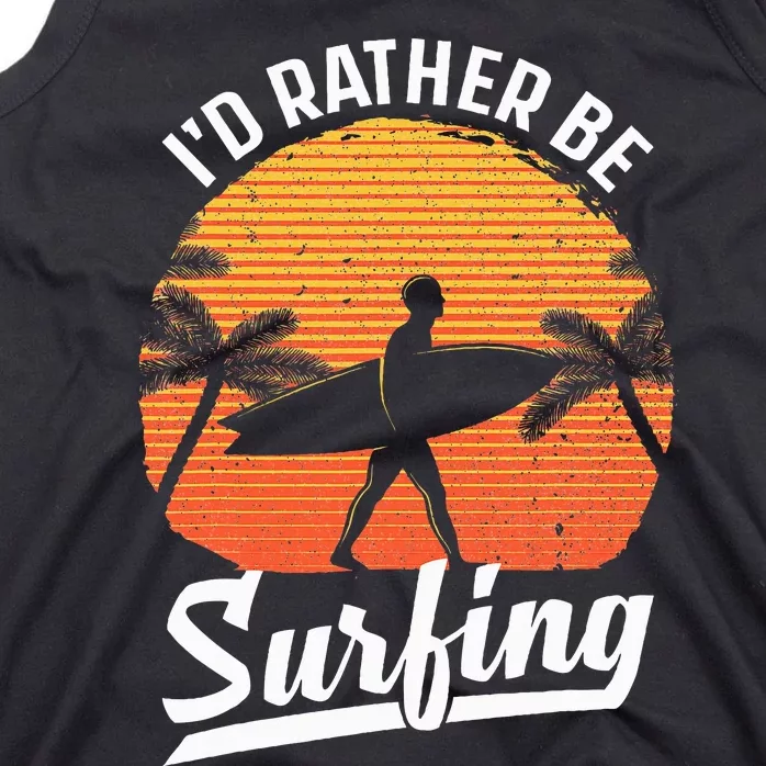 Cool Surf Art For Surfing Retro Surfer Sunset Tank Top