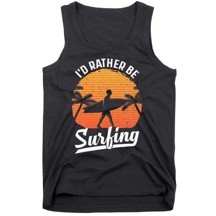 Cool Surf Art For Surfing Retro Surfer Sunset Tank Top