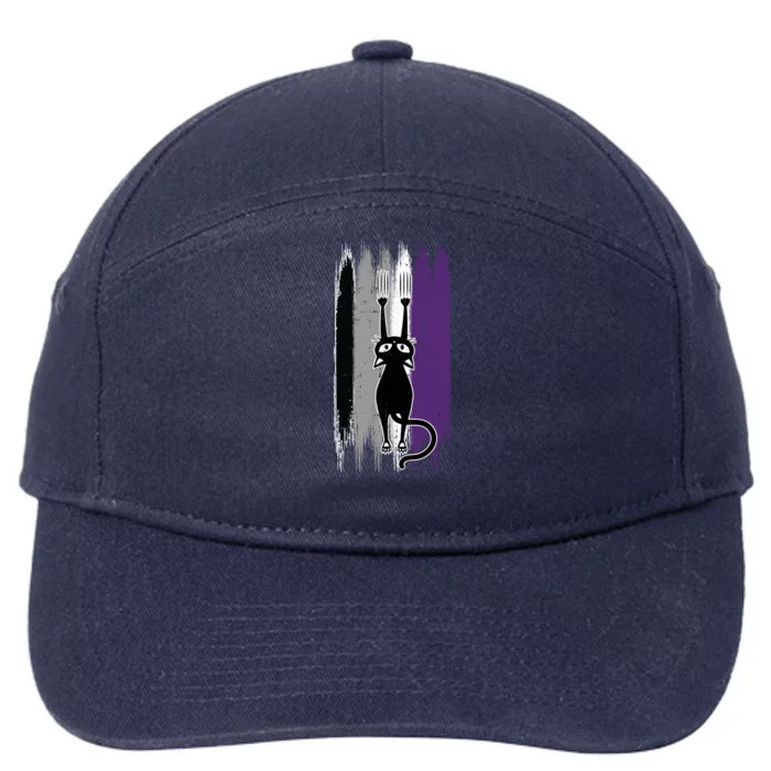 Cat Scratching Asexual Pride Kitten Kitty Lgbtq Ally Ace Cool Gift 7-Panel Snapback Hat