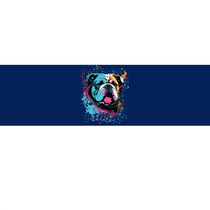 Colorful Splash Art English Bulldog Portrait Puppy Owner Bumper Sticker