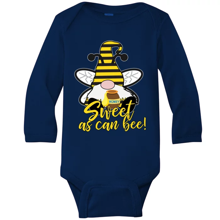 Cute Sweet As Can Bee Gnome Yellow Honey Bees Gift Baby Long Sleeve Bodysuit