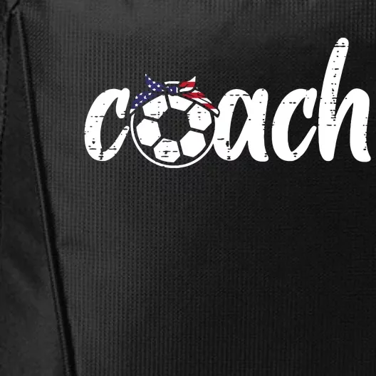 Coach Soccer American Flag Bandana Football Women Girl Mom City Backpack